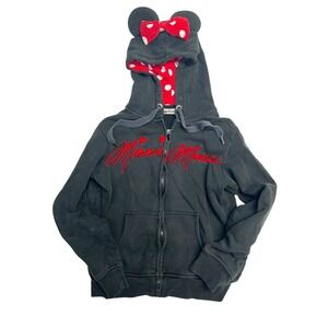 Disney Parks Minnie Mouse‎ Full Zip Mouse Ears Hooded Sweatshirt Girls Size S